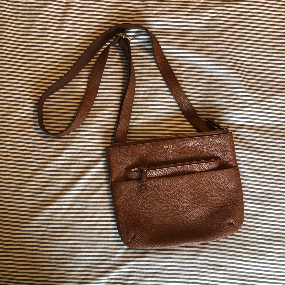Fossil  Genuine Leather Brown Crossbody Purse